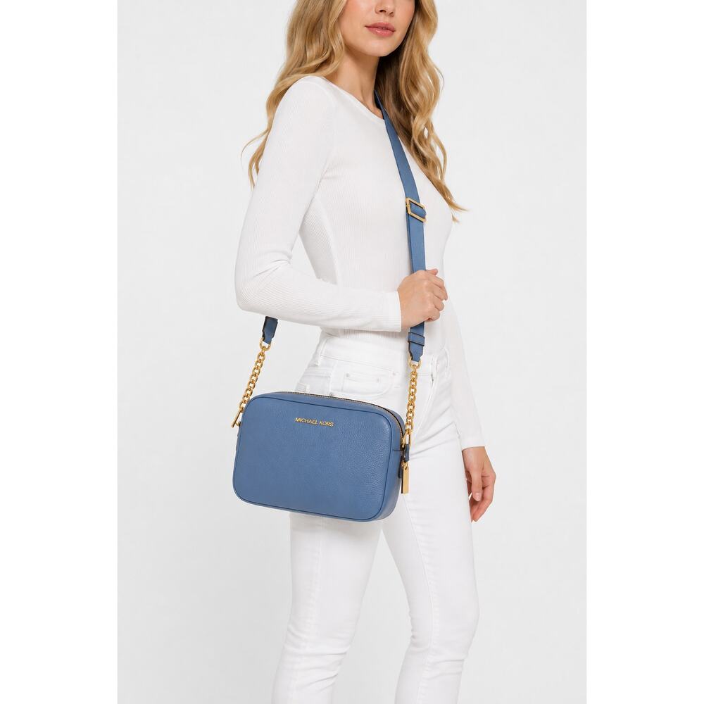 NWT Michael Kors Bryant Medium Camera Crossbody French Blue Pebbled Leather - Picture 9 of 9